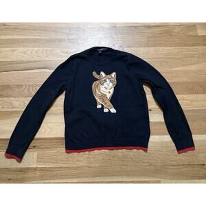 Brooks Brothers Girls Sweater With Cat 100% Cotton Size Large